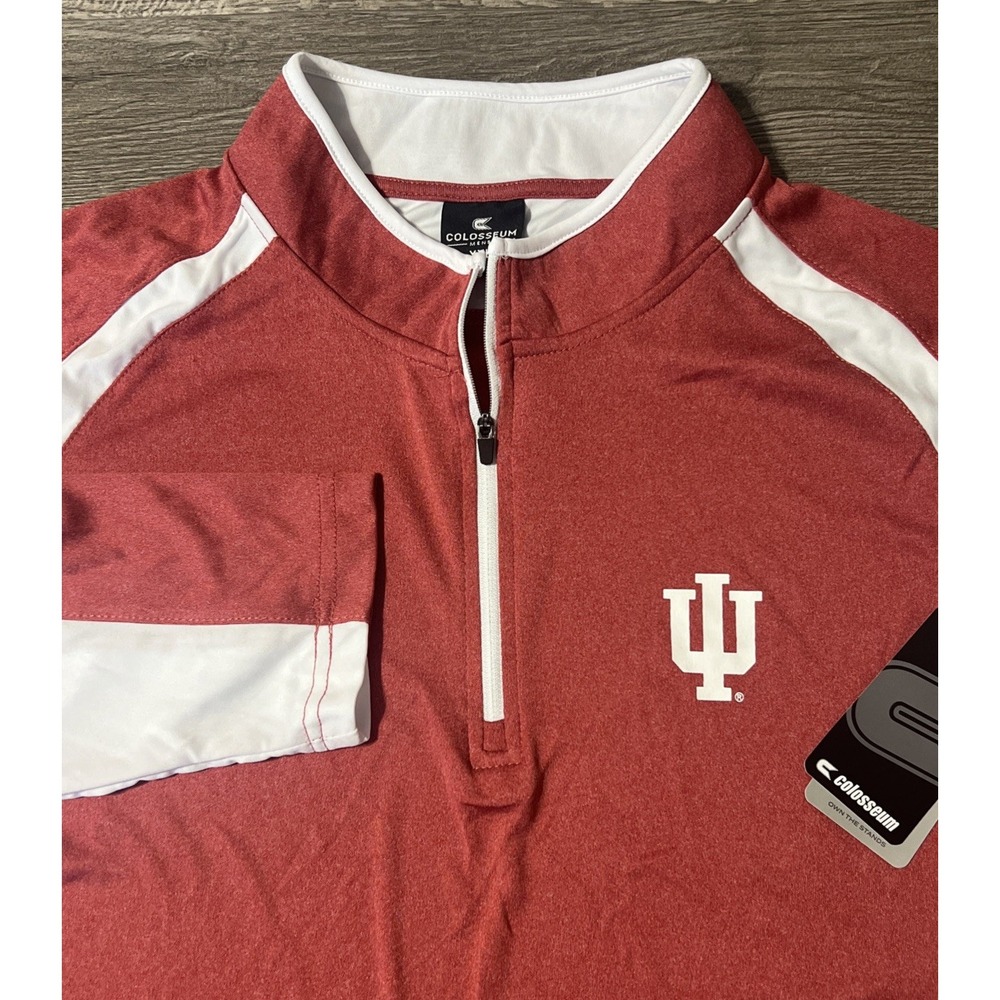 Indiana Hoosiers Colosseum 1/4 Zip Lightweight Stretch Pullover Red/White Sz 2XL